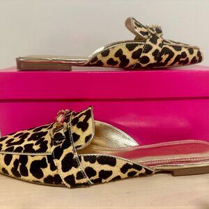 LILLY PULITZER Women's Andi Mule Leopard Calf Hair Flat Shoes Box Excellent $158